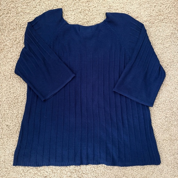 Avenue Sweater Collection Blue Ribbed 22 24 3/4 Sleeve Lightweight Very Pretty - Picture 2 of 3